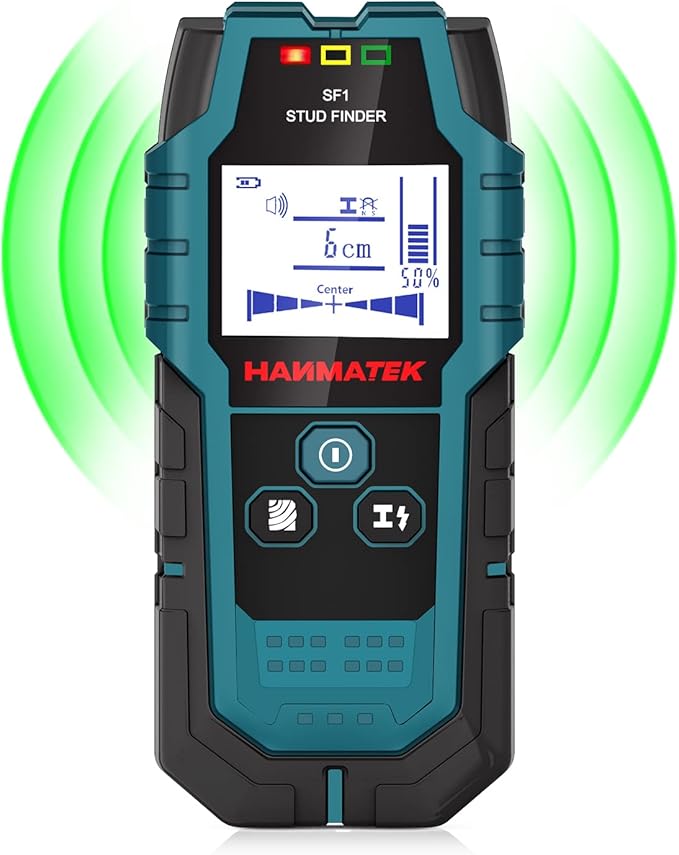 HANMATEK Stud Finder Wall Scanner Detector with Pro Smart Sensor,Audio Alarm and HD LCD Display,5 in 1 Upgrade Wood Exact Mode Stud Finder Tool for The Center Edge of Metal,Studs,AC Wire,Pipe