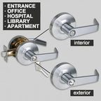 Keyed Entry Grade 2 Commercial Door Locks Heavy Duty Office Door Lever, Non-Handed, UL 3 Hour Fire Rated, ADA Compliant, Satin Chrome Finish 26D, 2-3/4''Backset X-XG-ET-70