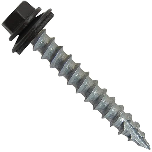#14 Metal ROOFING SCREWS:(250) Screws x 1-1/2" DARK BRONZE Hex Washer Head Sheet Metal Roof Screw. Self starting/self tapping metal to wood. EPDM washer. Colored head. for corrugated roofing