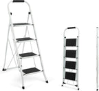 SIMPLI-MAGIC 4-Step Ladder, 350 LBS Capacity Folding Step Stool – Anti-Slip Wide Steps, Rubber Feet, Handgrip – ANSI Certified Lightweight & Durable Steel Stepping Stool for Kitchen, Home & Garage