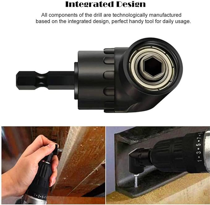 Right Angle Drill Adaptor,4-in-1 Impact Drill Bit Extension,360° Rotatable 1/4 3/8 1/2" Impact Grade Socket Adapter Set,105 Degree Angle Screwdriver Drill Bit for Household Workplace Industry