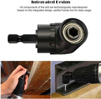 Right Angle Drill Adaptor,4-in-1 Impact Drill Bit Extension,360° Rotatable 1/4 3/8 1/2" Impact Grade Socket Adapter Set,105 Degree Angle Screwdriver Drill Bit for Household Workplace Industry