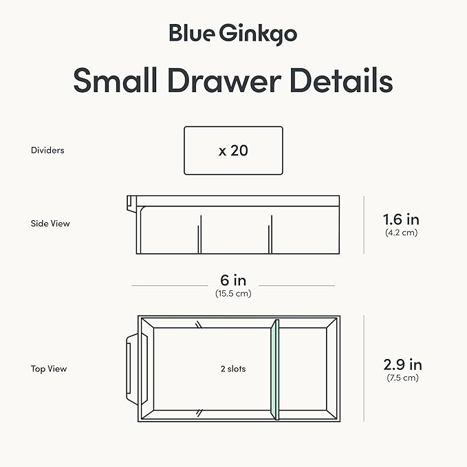 Blue Ginkgo Small 20-Drawer Cabinet – Stackable Clear Organizer for Hardware, Beads, Plastic Bricks, Office, and Craft Storage (Made in Korea, Gray)