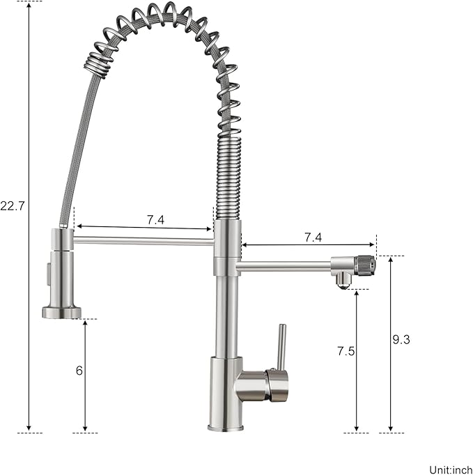 MENATT 3 in 1 Kitchen Faucet with Drinking Water Faucet, Pull Down Spring Single Handle 3 Way Kitchen Faucet Chrome, Water Filter Faucet for Kitchen Sink Bar (Without Water Filtration Device)