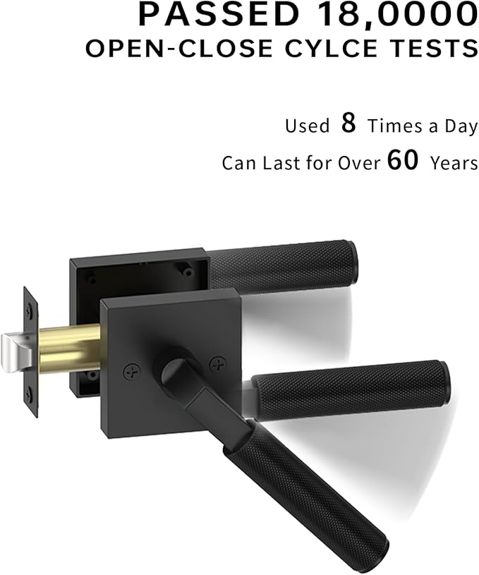 Asidrama 6 Pack Black Passage Door Handles, Door Lever with Door Knobs Indoor for Bedroom or Bathroom, Heavy Duty Door Handles Interior with Locks for Left Right Sided Doors