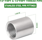 TAISHER 10PCS 304 Stainless Steel Cast Pipe Fitting, Coupling, 1/2" x 1/2" NPT Female Threaded