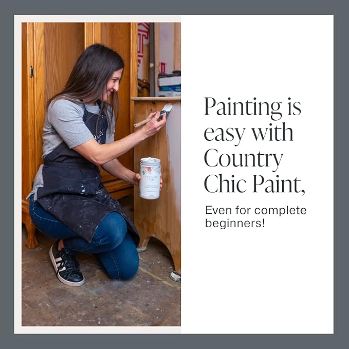 Country Chic All-in-One Chalk Paint for Furniture, Cabinets, Home Decor, Eco-Friendly, Matte Finish, Built-In Primer & Top Coat for Wood, Metal - Simplicity (White) - Pint 16 oz (475 ml)