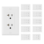 ELEGRP Glossy White Decorator Electrical Wall Outlet Receptacle, 20A 125V Standard Outlets, 2 Pole 3 Wire, Non-Tamper Resistant, NEMA 5-20R, Self-Grounding, Wall Plate Included, UL Listed, 50 Pack