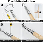 Berry&Bird Garden Weeder Hoe, 63'' Stainless Steel Hula Hoe for Weeding, Action Stirrup Hoe for Gardening Loop Scuffle Hoe with Wooden Long Handle Hand Weeder Tool Push Pull Dutch Hoe Heavy Duty