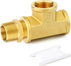 GASHER 1PCS Brass Tee Pipe Fittings, 3/4" NPT Female x 3/4" NPT Female x 3/4" NPT Male Pipe Fittings, Male Run Tee