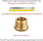 1/2 Inch NPT Male x 3/8 Inch NPT Female Brass Pipe Fitting, Hex Bushing, Reducer Adapter, Thread 0.75" OD × 0.625" ID, (5 Piece)