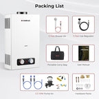 CAMPLUX Portable Propane Water Heater 2.64 GPM, Camping Water Heater with 3.3 GPM Water Pump Kit & Pipe Strainer, 68,000 BTU, BD264P120