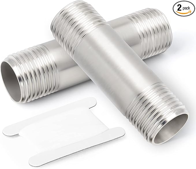 TAISHER 2Pcs Stainless Steel Pipe Fittings, 3/8" NPT x 3/8" NPT Male Threaded, 2" Length Nipple Cast Pipe