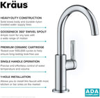 Kraus Oletto Single Handle Kitchen Bar Faucet in Chrome, Kitchen Sink Faucets, KPF-2822CH