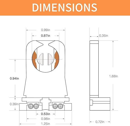 JESLED Non Shunted LED Tombstones - (Pack of 24) T8 Lamp Holder, UL Turn Type Tombstone Lampholder for T10 T12 LED Fluorescent Tube Replacement, Medium Bi-pin G13 Socket for Programmed Start Ballasts