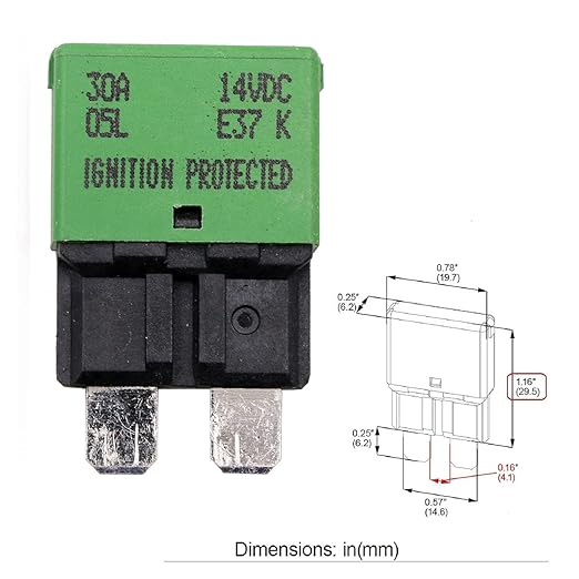 12V 30 Amp Auto Reset Fuse Circuit Breaker ATO/ATC Low Profile - UL Certified - T1 Blade Self Resetting Fuses Kit 14 Volt DC 30A for Car, Automotive, Marine, RV & Solar Systems, Pack of 3