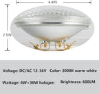 PAR36 LED Landscape Light Bulb, 36 Watt Halogen Equivalent 6W 600 Lumen, Bright White 3000K, PAR36 LED 12V for Landscape Lighting,Off-Road Vehicles,RV Vehicles,Tractor, 2 Pack