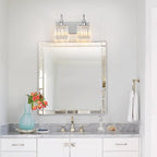 Crystal Vanity Lights Chrome 2 Light Bathroom Light Fixtures Over Mirror Modern Vanity Light for Bathroom