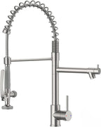 Fapully Commercial Pull Down Kitchen Sink Faucet with Sprayer Brushed Nickel