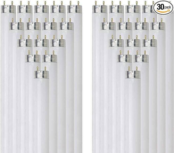Sunlite F28T8/SP841 4 Foot T8 Linear Fluorescent Lamp, 28 Watts, 2400 Lumens, 4100k Cool White, Medium G13 Bi-Pin Base, High Performance Straight Tube, 30 Pack