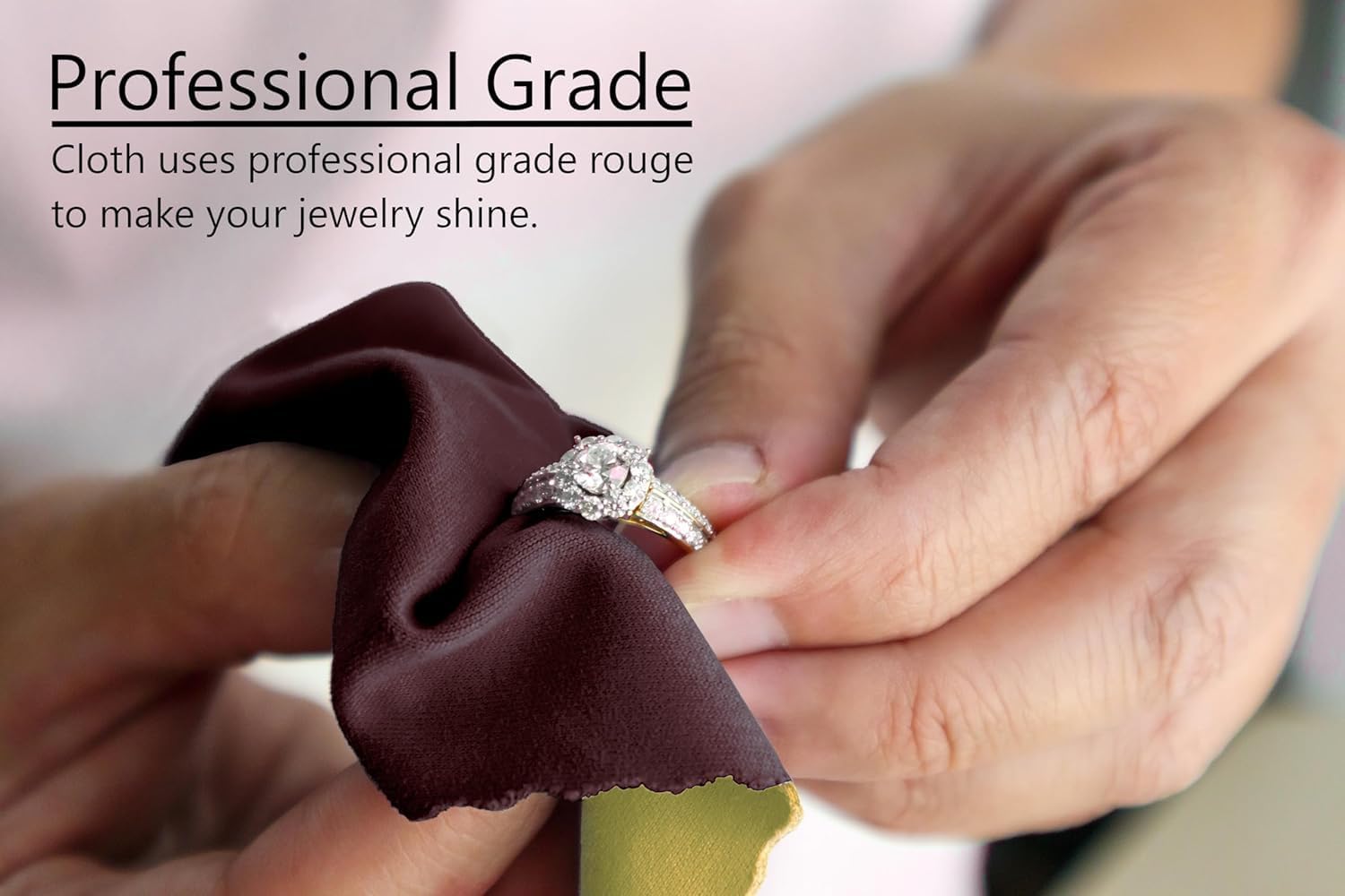 Cadie Silver Polishing Rouge Cloth - 100% Treated Cotton Polishing Cleaning Cloth for Gold Jewelries Platinum and Silverware - Reusable Rouge Cloths Restore Shines | 10 x 12 Inches - 2 Pack