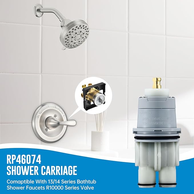 RP46074 Shower Cartridge, Compatible with Delta 13/14 Series Shower Faucet, Replacement Monitor MultiChoice Cartridge, Single Handle Universal Shower Cartridge Repair Assembly with RP22734 Bonnet Nut