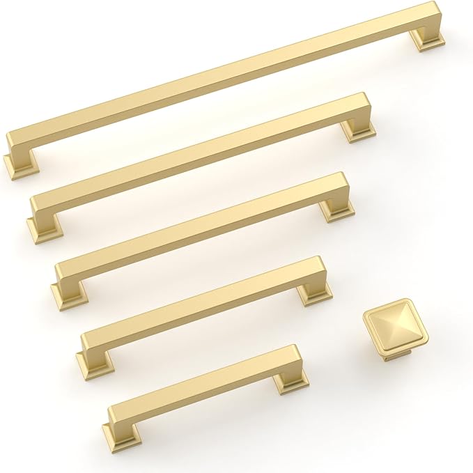 6 Pack Long Gold Cabinet Pulls - 12.6 Inch Kitchen & Wardrobe Handles