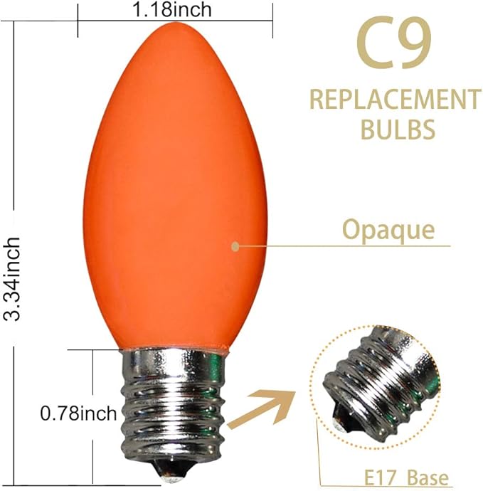 C9 Multicolor Christmas Replacement Bulbs 25 Pack - E17 Intermediate Base 7W for Outdoor/Indoor Party & Decor