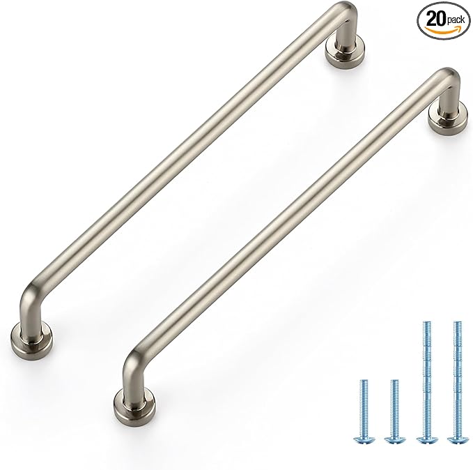 JOY DECOR Cabinet Pulls – 6-1/4 Inch Hole Center, Brushed Nickel, 20 Pack, Zinc Alloy Cabinet Handles for Drawers & Cupboard – Vintage Style Hardware for Kitchen, Bathroom, Dresser, Furniture Makeover