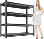 Metal Garage Storage Shelves Heavy Duty Shelving Unit 4 Tier Steel Adjustable Organizing Shelves 2500 LBS Capacity Industrial Shelving Ideal for Garage Tote Pantry Basement Outdoor, 63”Hx35”Wx18”D