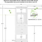 Unikito 48" W - 96” W Closet Organizer, 8FT Walk in Closet Systems Starter Kit with 25” Tower and 3 Extendable Hanging Rods, Sturdy Wood Garment Rack with 4 Drawers and Mirror, Max Load 1000 LBS White