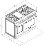 48 Inch Pro-Style Propane Gas Range with 6 Burners & 1 Griddle Cooktop, Double 4.6 cu. ft. and 2.2 cu. ft. Oven, in Stainless Steel - KOS-48RG03MLP (Black)