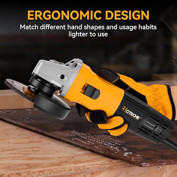 Hoteche 4-1/2-Inch Angle Grinder 6-Amp Compact Grinder Tool for Metalworking and Masonry Cutting (Tool Only)