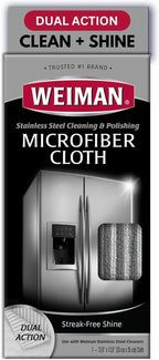 Weiman Microfiber Cloth for Stainless Steel - Safely Traps and Removes Dirt, Oil and Grime to Protect From Scratches 1.40" x 3.56"