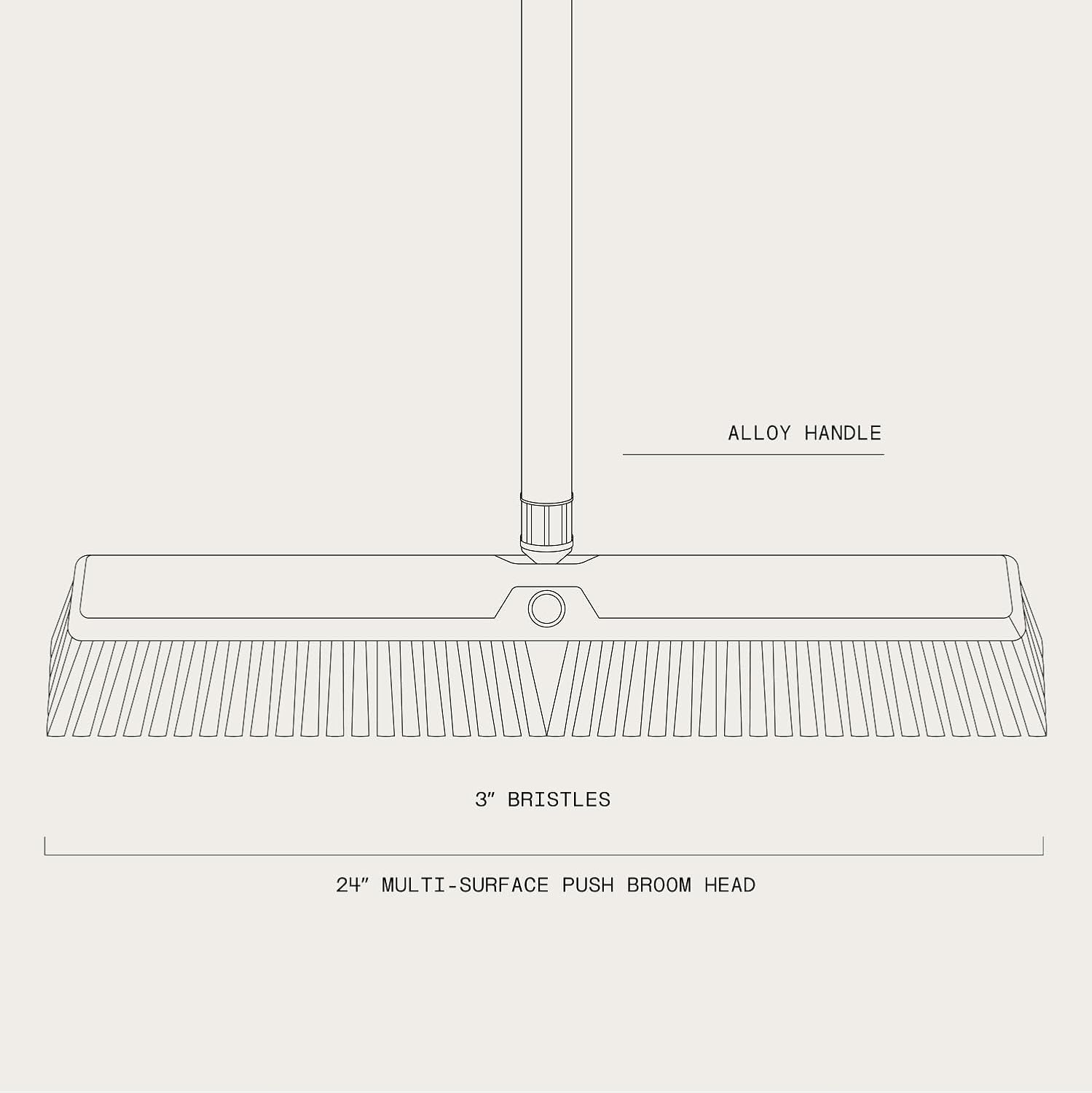 Large 24'' Multi-Surface Push Broom with Alloy Handle