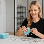 30PCS Jewelry Polishing Cloths for Sterling Silver, Gold & Platinum – Travel Jewelry Cleaner & Tarnish Remover Cleaning Care Wipe Cloth– Aqua Blue 3"x3" + 2 Large 5.8"x5.8" Cloths