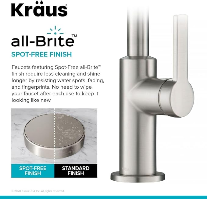 KRAUS Oletto Single Handle Kitchen Bar Faucet in Spot Free Stainless Steel, KPF-2822SFS