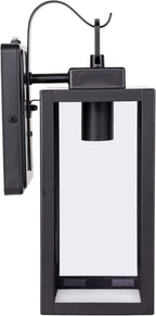 LIT-PaTH Dusk to Dawn Outdoor Wall Lantern, Wall Sconce as Porch Lighting Fixture, E26 Medium Base Max 60W, Anti-Rust Metal with Glass Shade, Black, 1-Pack