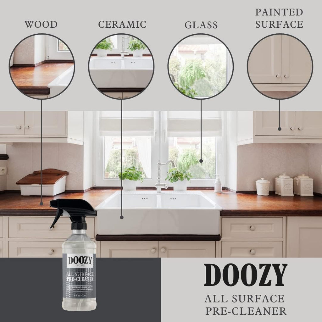 Doozy All Surface Pre-Cleaner - Pre Treatment to Easily Remove Built Up Grease, Grime, Dirt, Wax & Oil on Furniture, Wood, Glass, Plastic, Metal, Ceramic & Household Surfaces - 16 Ounce