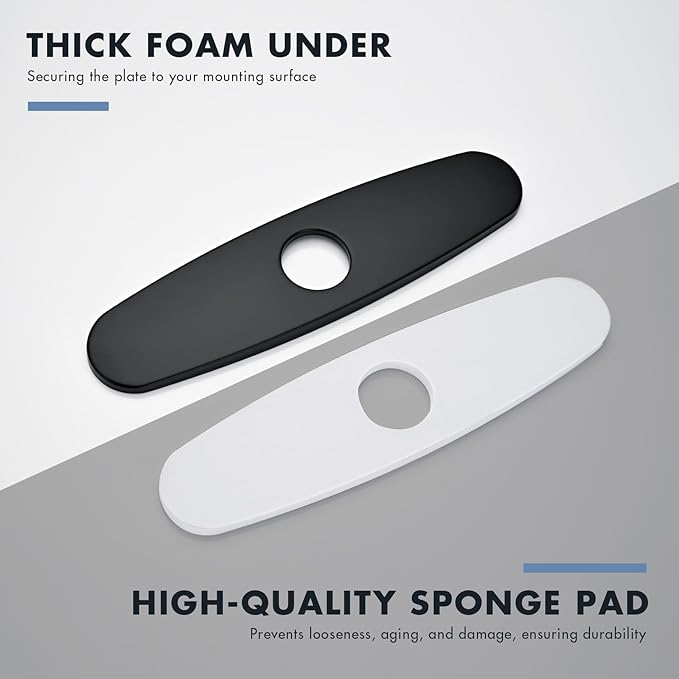 Faucet Cover Plate, Stainless Steel Deck Plate for Kitchen Sink Faucet Single Hole or Bathroom Faucet 1-3 Hole Faucet Hole Cover Round 10 Inch (Matte Black)