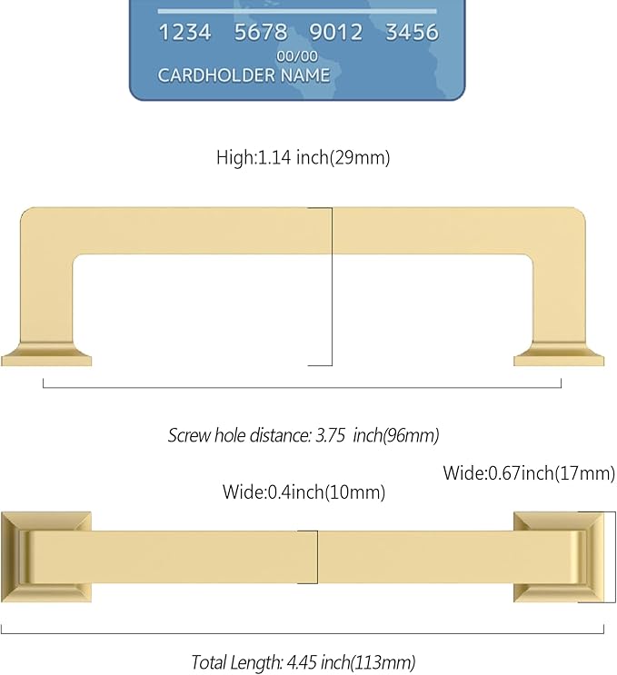 6 Pack 3.75 Inch Kitchen Cabinet Handles Gold - Kitchen Cabinet Pulls Hardware for Drawer Gold Pull