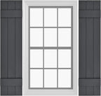 Board & Batten Vinyl Shutters (1 Pair) | 11"x43" (3-Board) - Cornerstone Grey | Exterior Window Shutters | Includes Mounting Hardware | Simple Installation | Made in USA