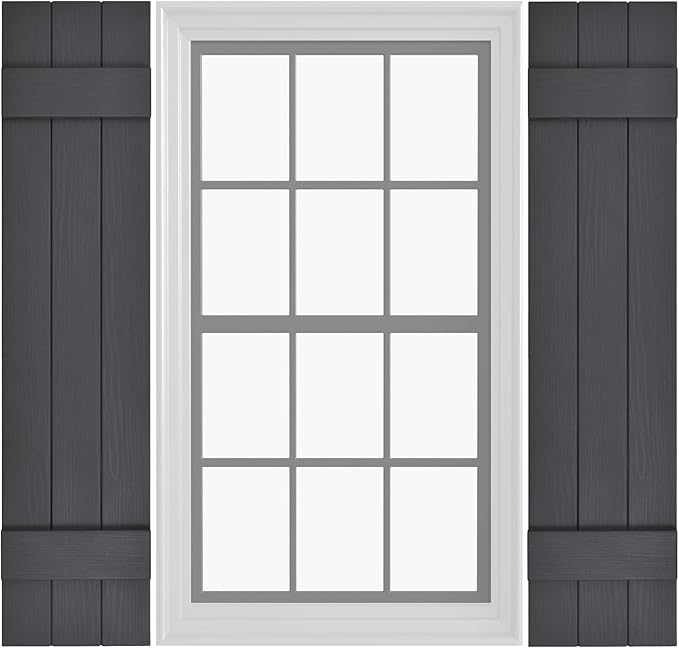 Board & Batten Vinyl Shutters (1 Pair) | 11"x47" (3-Board) - Cornerstone Grey | Exterior Window Shutters | Includes Mounting Hardware | Simple Installation | Made in USA