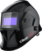 ARCCAPTAIN Welding Helmet Auto Darkening, 1/1/1/1 True Color Welding Hood, 4 Arc Sensor 1/25000s Response Time Solar Powered Weld Hood Helmet, Glossy Black