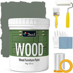 DWIL Matte Finish Furniture Paint - 32 Oz Wood Paint for Cabinets, Doors, Tables, and Dressers Refinishing - Water-Based, Non-Toxic & Odorless, Easy to Apply(Cardamom Green)-With Tools