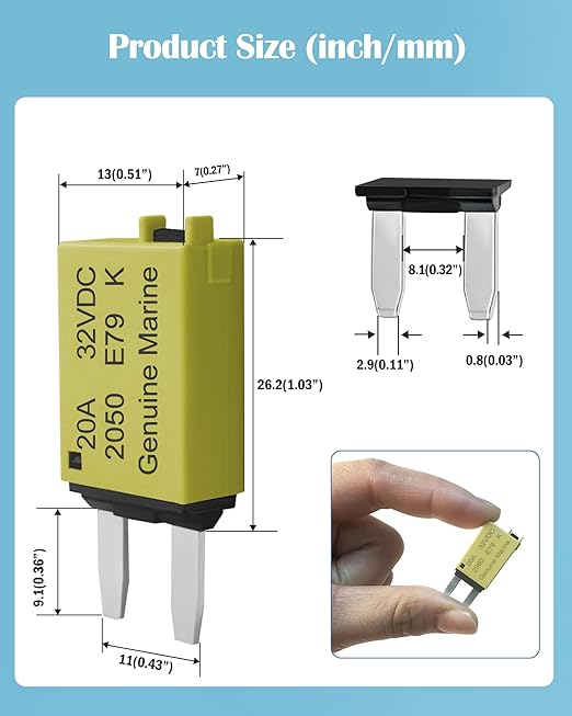 ATM Manual Resettable Fuse Low Profile Mini Blade Fuses 5A 6A 7.5A 10A 15A 20A 25A 30A Amp Automotive Circuit Breaker Fuses Reset Fuses Assortment Kit Boat Marine RV Car Truc DC 12V 28 Volts