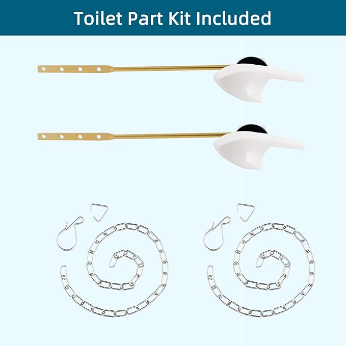 Universal Metal Front Mount Toilet Handle Replacement Kit Compatible with Kohler Toilet Tank Parts, 2Pack Toilet Flush Lever Handle with Flapper Chains, White