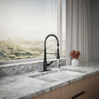 KOHLER K-REC22745-SD-BL Semi-Professional Kitchen Faucet with Soap Dispenser/Lotion Dispenser, Commercial Kitchen Sink Faucet with Pull-Down Sprayhead, Matte Black