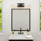 2-Light Matte Black Bathroom Light Fixtures with Glass Shades,Modern Wall Sconce for Bedroom Bath Mirror Lights.