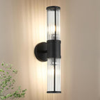 Bathroom Light Fixtures 2-Light Matte Black Bathroom Vanity Light Modern Wall Lights for Bedroom Bath Mirror Lights with Glass Rods Shades for Mirror Bedroom Hallway